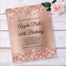 Glittery Light Rose Gold 60. Geburtstagspapier Fly