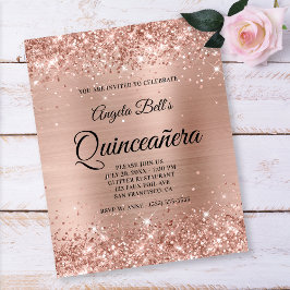 Glittery Light Rose Gold Quinceañera Paper Flyer