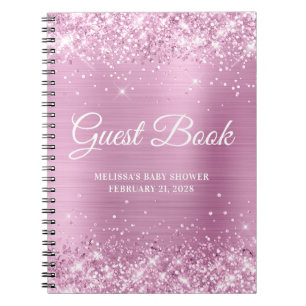 Glittery Light Rose Pink Baby Showbook Notizblock