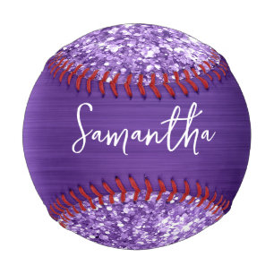 Glittery Lila Amethyst Glam Name Baseball