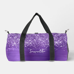 Glittery Lila Amethyst Glam Name Duffle Bag