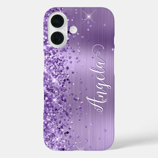 Glittery Lila Foil Girly Name Case-Mate iPhone Hülle (Rückseite)