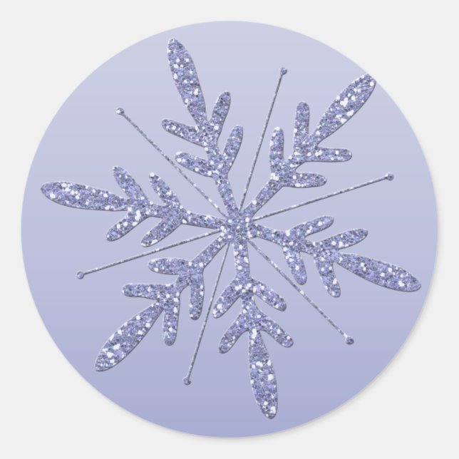 Glittery Lila Snowflake Sticker (Vorderseite)