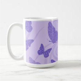 Glittery Lilac Butterflies Zweifarbige Tasse