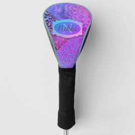 Glittery Lotus Leopard Monogram Golf Headcover