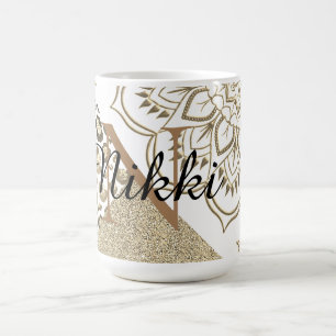 Glittery Lotus Leopard Monogram Personalisiert Verwandlungstasse