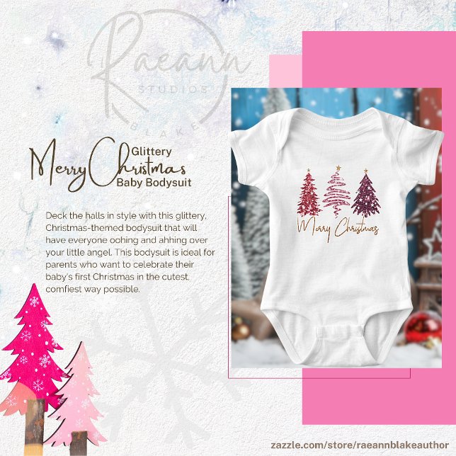 Glittery Merry Christmas Baby Jersey Bodysuit Strampler (Von Creator hochgeladen)
