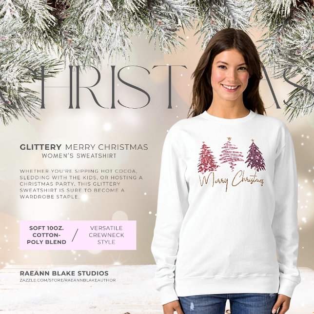 Glittery Merry Christmas Basic Sweatshirt (Von Creator hochgeladen)