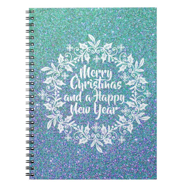 Glittery Merry Christmas | Notebook Notizblock (Vorderseite)