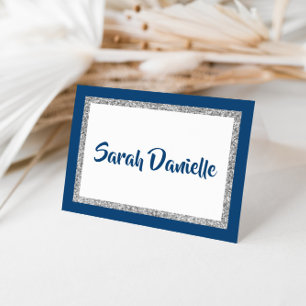 Glittery Navy Blue & Silver Personalisiert Note Ca
