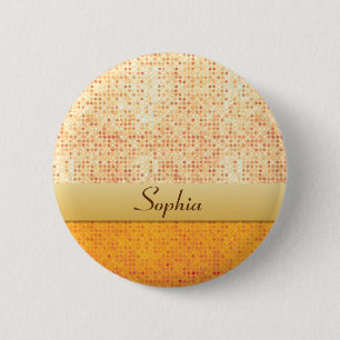 Glittery orange Polka-Punkt-Namen-Umbau-Abzeichen Button