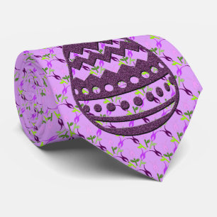 Glittery Ostereier auf Abstrakter Blume Lilac Kraw Krawatte