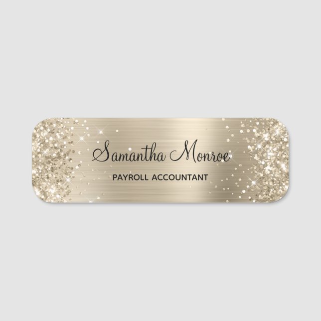 Glittery Pale Gold Foil Namensschild (Vorderseite)