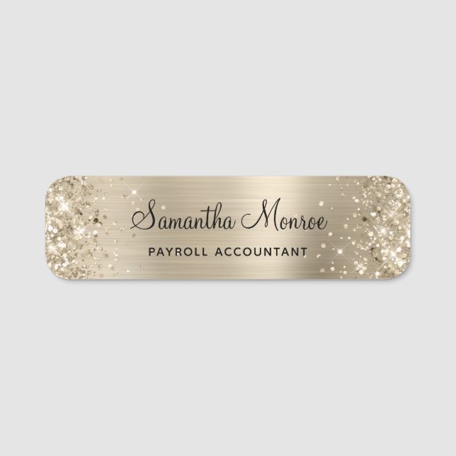 Glittery Pale Gold Foil Namensschild (Vorderseite)