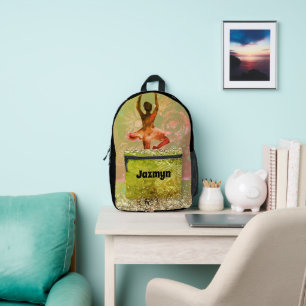 Glittery Pastel Watercolor Ballerina Personalisier Bedruckter Rucksack