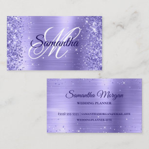 Glittery Periwinkle Foil Extravagant Monogram Visitenkarte