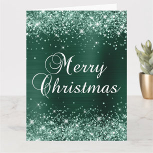 Glittery Pine Green Foil Frohe Weihnachten Karte