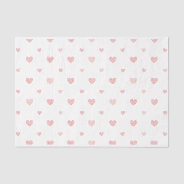 Glittery Pink Hearts Tissue Paper Seidenpapier (Vorderseite)