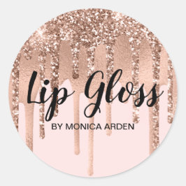 Glittery Pink Lip Gloss Runder Aufkleber