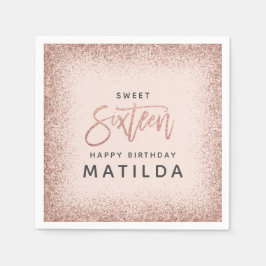 Glittery pink mädchenskripttypografie modern 16. serviette