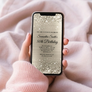 Glittery Platinum 50. Geburtstag Einladung