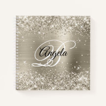 Glittery Platinum Brushed Foil Monogram