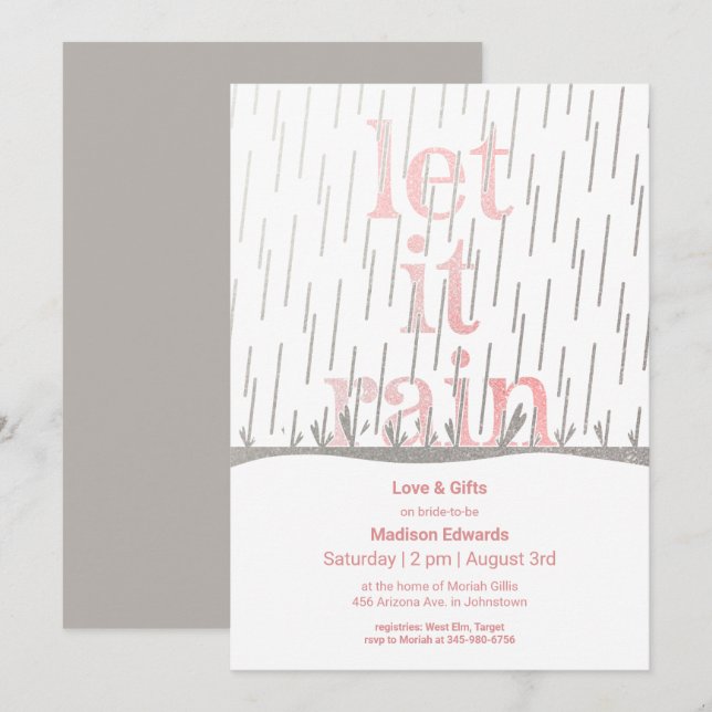 Glittery Rain Bridal Dusche Einladung (Vorne/Hinten)