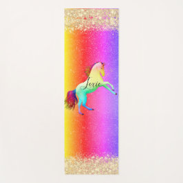 Glittery Rainbow Unicorn Personalisiert Yogamatte