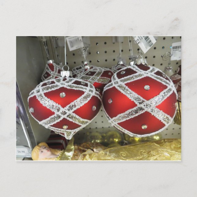 Glittery Red Bulbs Postkarte (Vorderseite)