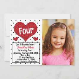 Glittery Red Heart Sweetheart jedes Alter Geburtst Einladung