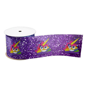 Glittery RegenbogenUnicorn kacken Emoji Band Satinband