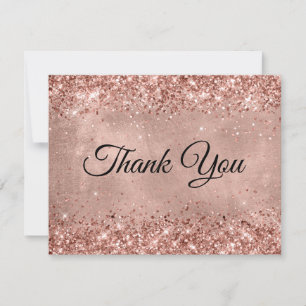 Glittery Rose Gold 40. Geburtstag Dankeskarte