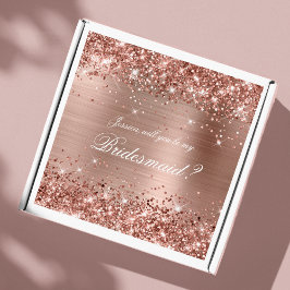 Glittery Rose Gold Bridesmaid Geschenkboxen Aufkleber