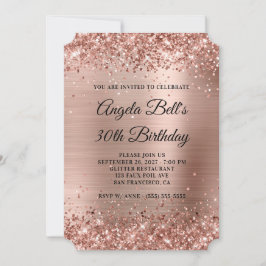 Glittery Rose Gold Extravagant Monogram 30. Geburt Einladung