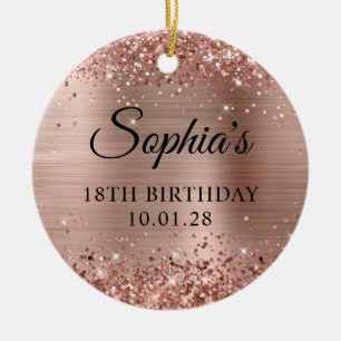 Glittery Rose Gold Foil 18. Geburtstag Foto Keramik Ornament