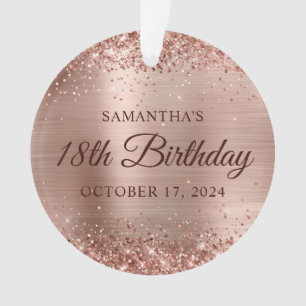 Glittery Rose Gold Foil 18. Geburtstag Foto Ornament