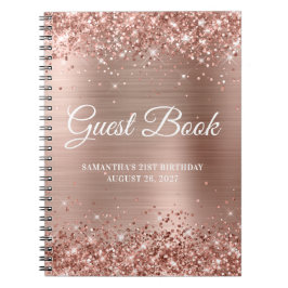 Glittery Rose Gold Foil 21. Geburtstagsbuch Notizblock