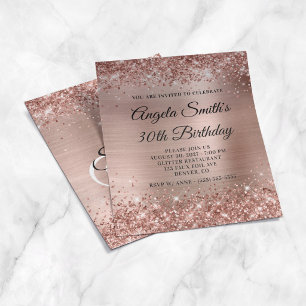 Glittery Rose Gold Foil 30. Geburtstag Einladung Flyer