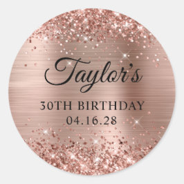 Glittery Rose Gold Foil 30. Geburtstag Runder Aufkleber