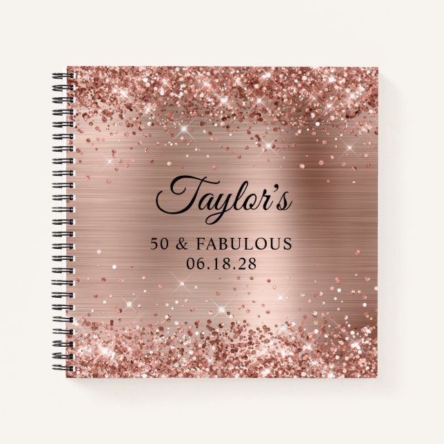 Glittery Rose Gold Foil 50 & Fabulous Guest Notizbuch (Vorderseite)