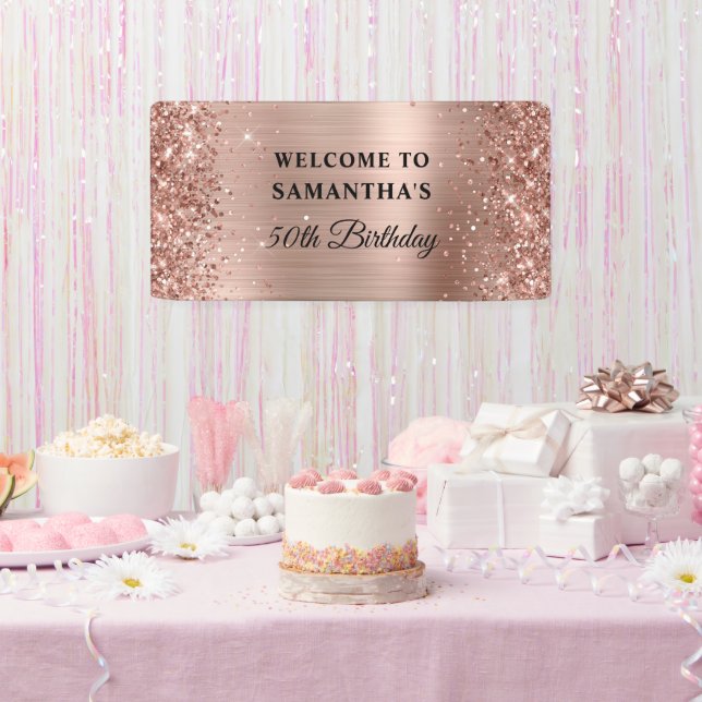 Glittery Rose Gold Foil 50. Geburtstag Banner (Party)