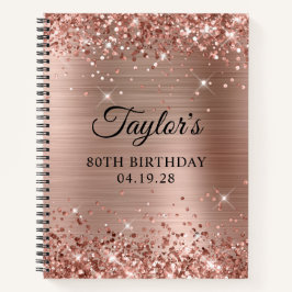 Glittery Rose Gold Foil 80th Birthday Guest Notizbuch