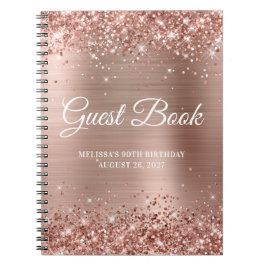 Glittery Rose Gold Foil 90th Birthday Gästebuch Notizblock