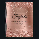 Glittery Rose Gold Foil 90th Birthday Guest Notizbuch<br><div class="desc">Erstellen Sie Ihr eigenes 90. Geburtstagsgestalterdesign auf einem leeren Notebook. Girly Imitate funkelnd Rose Gold Glitzer auf der oberen und unteren Kante, über einem Imitat rosa rot Rose Gold gebürstete Metall Stil glänzende Folie. Passen Sie die Stile des Schriftartes an, um Ihr eigenes Gästebuch zu kreieren. Eine klassische, elegante Kalligraphie...</div>