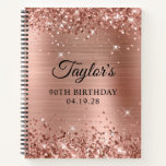 Glittery Rose Gold Foil 90th Birthday Guest Notizbuch<br><div class="desc">Erstellen Sie Ihr eigenes 90. Geburtstagsgestalterdesign auf einem leeren Notebook. Girly Imitate funkelnd Rose Gold Glitzer auf der oberen und unteren Kante, über einem Imitat rosa rot Rose Gold gebürstete Metall Stil glänzende Folie. Passen Sie die Stile des Schriftartes an, um Ihr eigenes Gästebuch zu kreieren. Eine klassische, elegante Kalligraphie...</div>