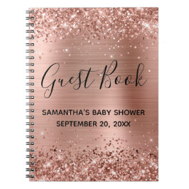 Glittery Rose Gold Foil Baby Showbook Notizblock