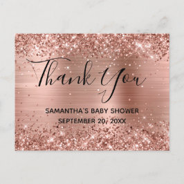 Glittery Rose Gold Foil Babydusche Vielen Dank Postkarte