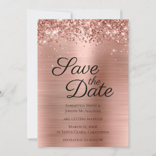 Glittery Rose Gold Foil Class Save The Date