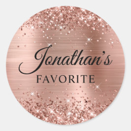 Glittery Rose Gold Foil Groom's Lieblingshochzeit Runder Aufkleber