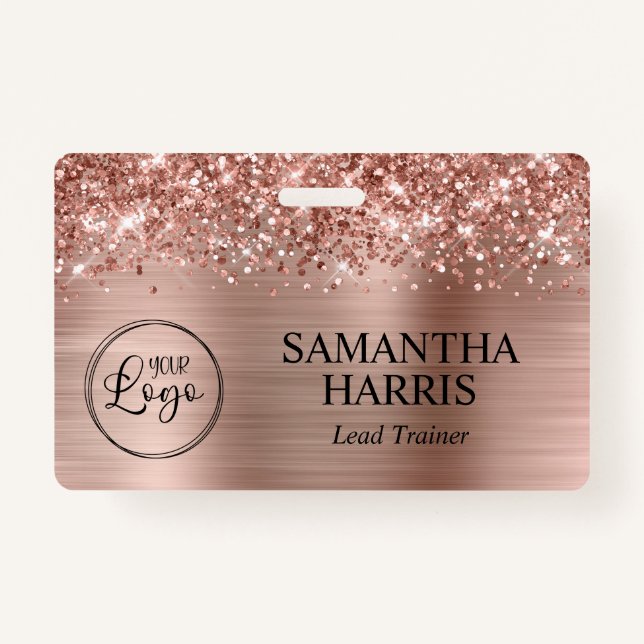 Glittery Rose Gold Foil Logo Ausweis (Vorderseite)